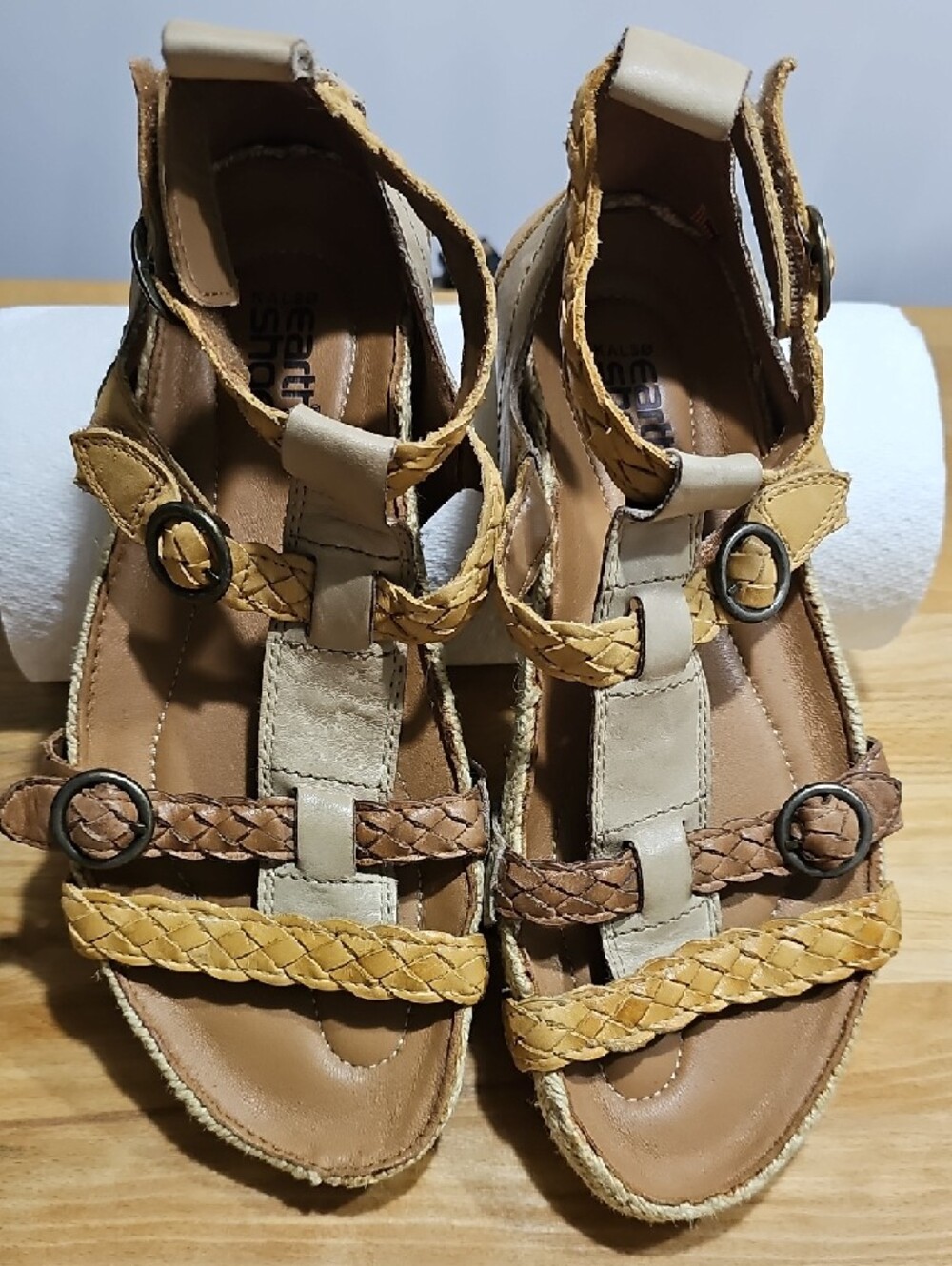 Women's Tan Braided Espadrille Sandals with Adjustable Buckle - Picture 3 of 7